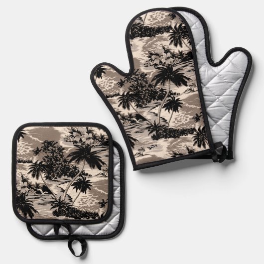 ナピリ湾ハワイアンアイランドシーニックタウペ 鍋つかみ&鍋敷きセット (正面/裏面)