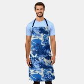 ナピリ湾ハワイアンアイランドシーニックブルー エプロン (着用した状態)