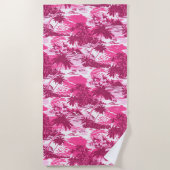 ナピリ湾ハワイアンアイランドシーニック – ピンク ビーチタオル (正面)