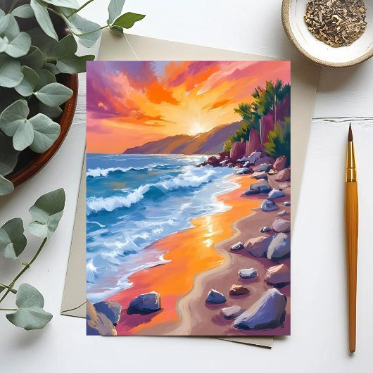 ナピリ・ベイのサンセット マウイ ハワイ 絵画 ポストカード