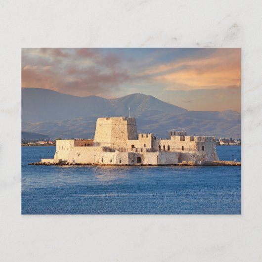 ナフィリオのブルツィ城の夕日 ポストカード (正面)
