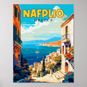 ナフプリオギリシャのヴィンテージ旅行イラストレーションポストカー ポスター