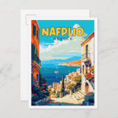 ナフプリオギリシャのヴィンテージ旅行イラストレーションポストカー ポストカード (正面/裏面)