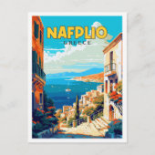 ナフプリオギリシャのヴィンテージ旅行イラストレーションポストカー ポストカード (正面)