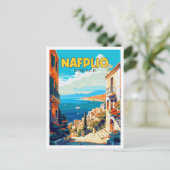 ナフプリオギリシャのヴィンテージ旅行イラストレーションポストカー ポストカード (スタンド正面)