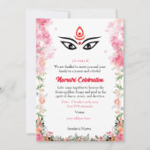 ナブラトリドゥルガプジャお祝いカラフルフローラ 招待状 (正面)