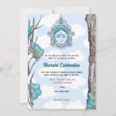 ナブラトリ ドゥルガ プージャ 慶祝 空色の蝶 招待状 (正面)