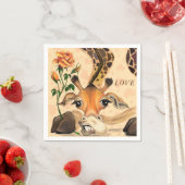 ナプキおもしろいンズキリンとバラ-カスタム文字 スタンダードカクテルナプキン (インサイチュ)