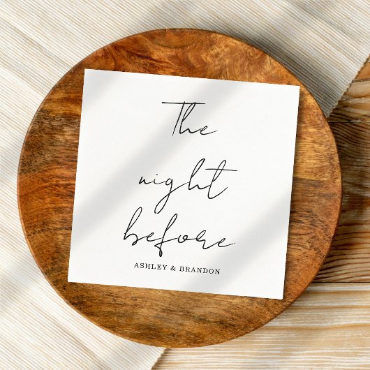 ナプキエレガントンスの前の夜のカリグラフ スタンダードカクテルナプキン