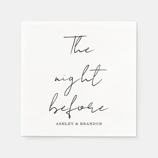 ナプキエレガントンスの前の夜のカリグラフ スタンダードカクテルナプキン (正面)