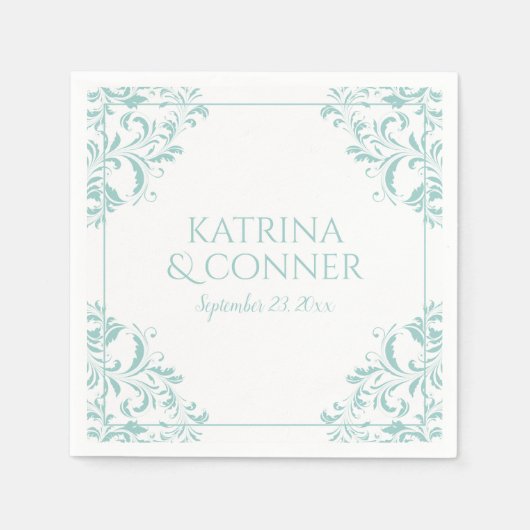 ナプキエレガントンス | ナディーン(ライトターコイズ) 2 スタンダードカクテルナプキン (正面)