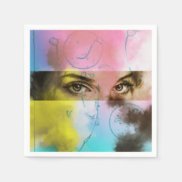 ナプキカラフルン図解入りの、写真付きのセット – 凝視 スタンダードカクテルナプキン