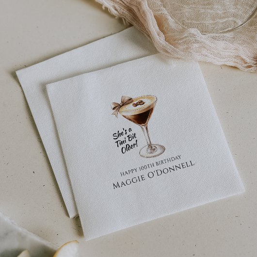 ナプキパーソナライズされたンス100th誕生日マルティーニ スタンダードカクテルナプキン