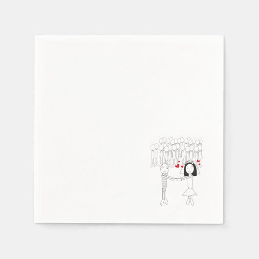 ナプキンを使って新婦の漫画を赤いハートする スタンダードカクテルナプキン (正面)