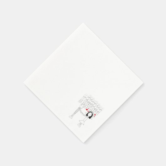 ナプキンを使って新婦の漫画を赤いハートする スタンダードカクテルナプキン (角)