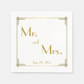 ナプキンを結婚する素晴らしいGatsbyの金ゴールドのアールデコ スタンダードカクテルナプキン (正面)