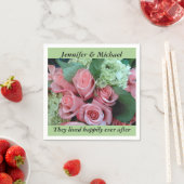 ナプキンウェディングレセプションパーソナライズピンクのバラ スタンダードカクテルナプキン (インサイチュ)