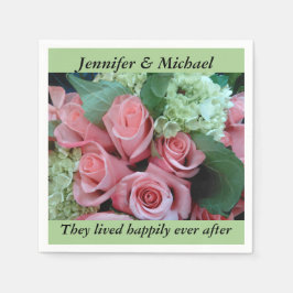 ナプキンウェディングレセプションパーソナライズピンクのバラ スタンダードカクテルナプキン