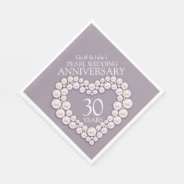 ナプキンスと結婚いうパール30周年記念ハート スタンダードランチョンナプキン