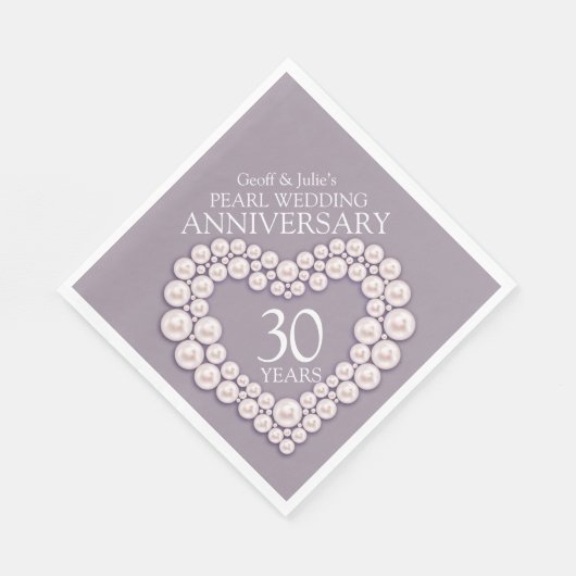 ナプキンスと結婚いうパール30周年記念ハート スタンダードランチョンナプキン (角)