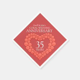 ナプキンスと結婚いう35周年記念ハート スタンダードカクテルナプキン