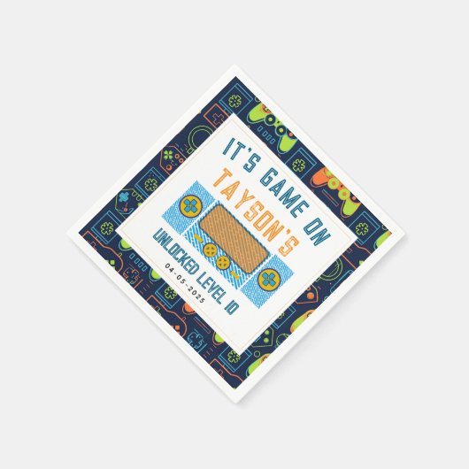 ナプキンスのゲーム – ビデオゲームの誕生日パーティー スタンダードカクテルナプキン (角)