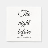 ナプキンスの前の夜のカリグラフ スタンダードカクテルナプキン (正面)