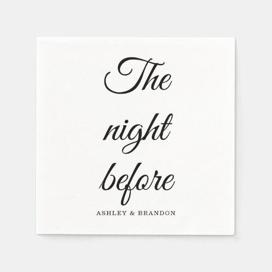 ナプキンスの前の夜のカリグラフ スタンダードカクテルナプキン (正面)