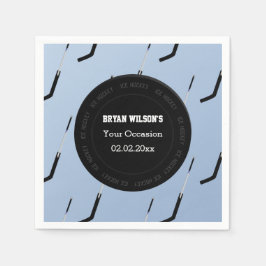 ナプキンスパーソナライズされたアイスホッケーテーマ スタンダードカクテルナプキン