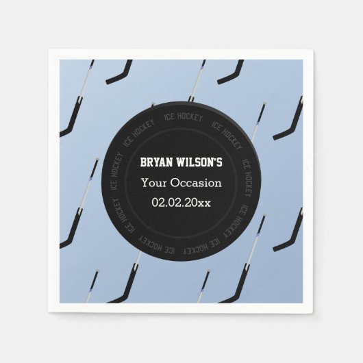 ナプキンスパーソナライズされたアイスホッケーテーマ スタンダードカクテルナプキン (正面)