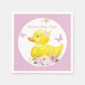 ナプキンスパーソナライズされたガールラバーダック赤ちゃんシャワー スタンダードカクテルナプキン (正面)