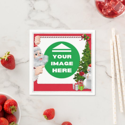 ナプキンスパーソナライズされたクリスマス – 画像の追加/文字 スタンダードカクテルナプキン (インサイチュ)