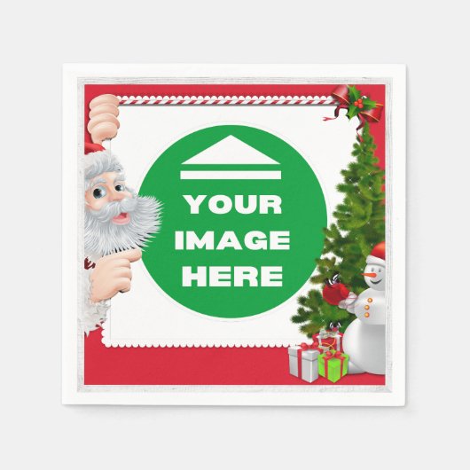 ナプキンスパーソナライズされたクリスマス – 画像の追加/文字 スタンダードカクテルナプキン (正面)