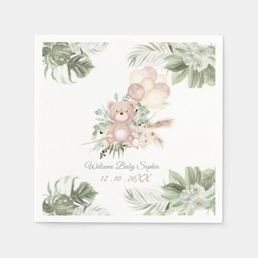 ナプキンスパーソナライズされたベビーシャワーアイディア スタンダードカクテルナプキン (正面)