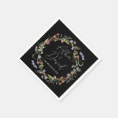 ナプキンス結婚ズ名ワイルドフラワーフローラダーク スタンダードカクテルナプキン (角)