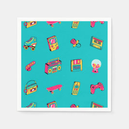 ナプキンス – アイコニック90のおもしろいレトロパーティーテーマ スタンダードカクテルナプキン