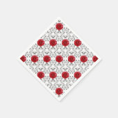 ナプキンス – 紙 – レッドローズブラックスクロール スタンダードカクテルナプキン (角)