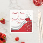 ナプキンス – 紙-赤いハートシルバーライニング スタンダードカクテルナプキン (インサイチュ)