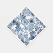 ナプキンズブルー&ホワイトシーシェルズコーストデザイン スタンダードランチョンナプキン (角)