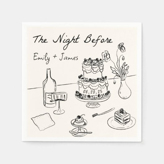 ナプキン予測できなの前の夜に手を引結婚いた スタンダードカクテルナプキン (正面)