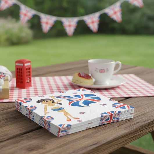 ナプキン国旗を振る女性 スタンダードランチョンナプキン