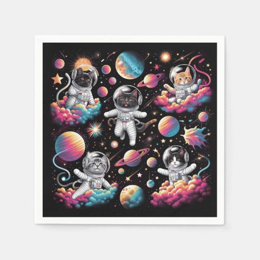 ナプキン宇宙の猫！ スタンダードカクテルナプキン (正面)