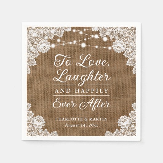 ナプキン素朴の後で幸せ結婚に スタンダードカクテルナプキン (正面)