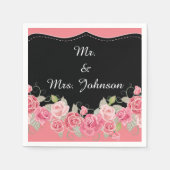 ナプキン結婚ピンクフローラ スタンダードカクテルナプキン (正面)