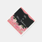 ナプキン結婚ピンクフローラ スタンダードカクテルナプキン (角)