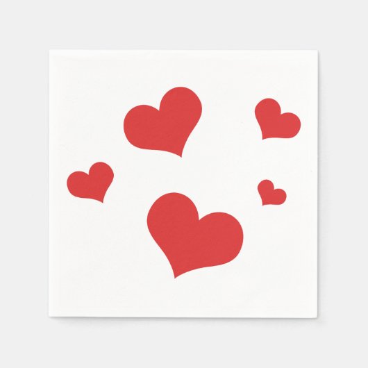 ナプキン赤いハート スタンダードカクテルナプキン (正面)