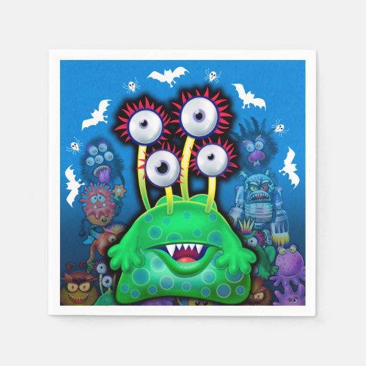 ナプキン·フォー·ハローウィンパーティモンスター スタンダードカクテルナプキン (正面)