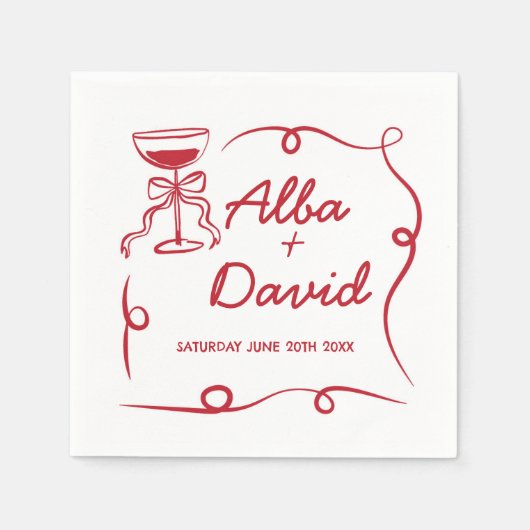ナプキ結婚ンスの名お洒落前の手書き スタンダードカクテルナプキン (正面)