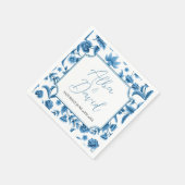 ナプキ結婚ンスの名前Chintz Blue & Whiteフローラ スタンダードカクテルナプキン (角)