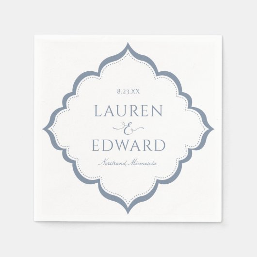 ナプキ結婚ンス | シンプルエレガンス（ダスティーブルー） スタンダードカクテルナプキン (正面)
